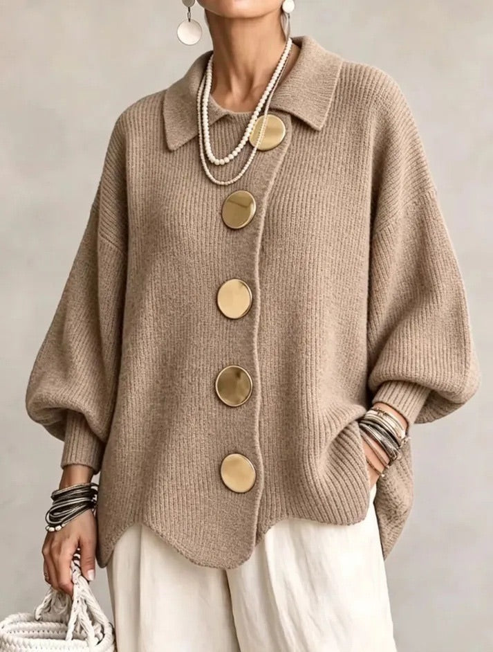 Béatrice | Gilet boutonné à col oversize
