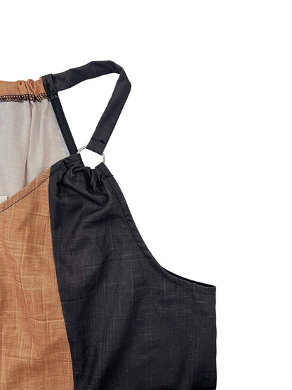 INÈS | Abito Maxi Halter con Stampa Leopardo e Inserti Asimmetrici
