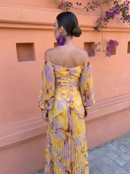 Juliette | Robe longue imprimée florale avec décolleté plongeant