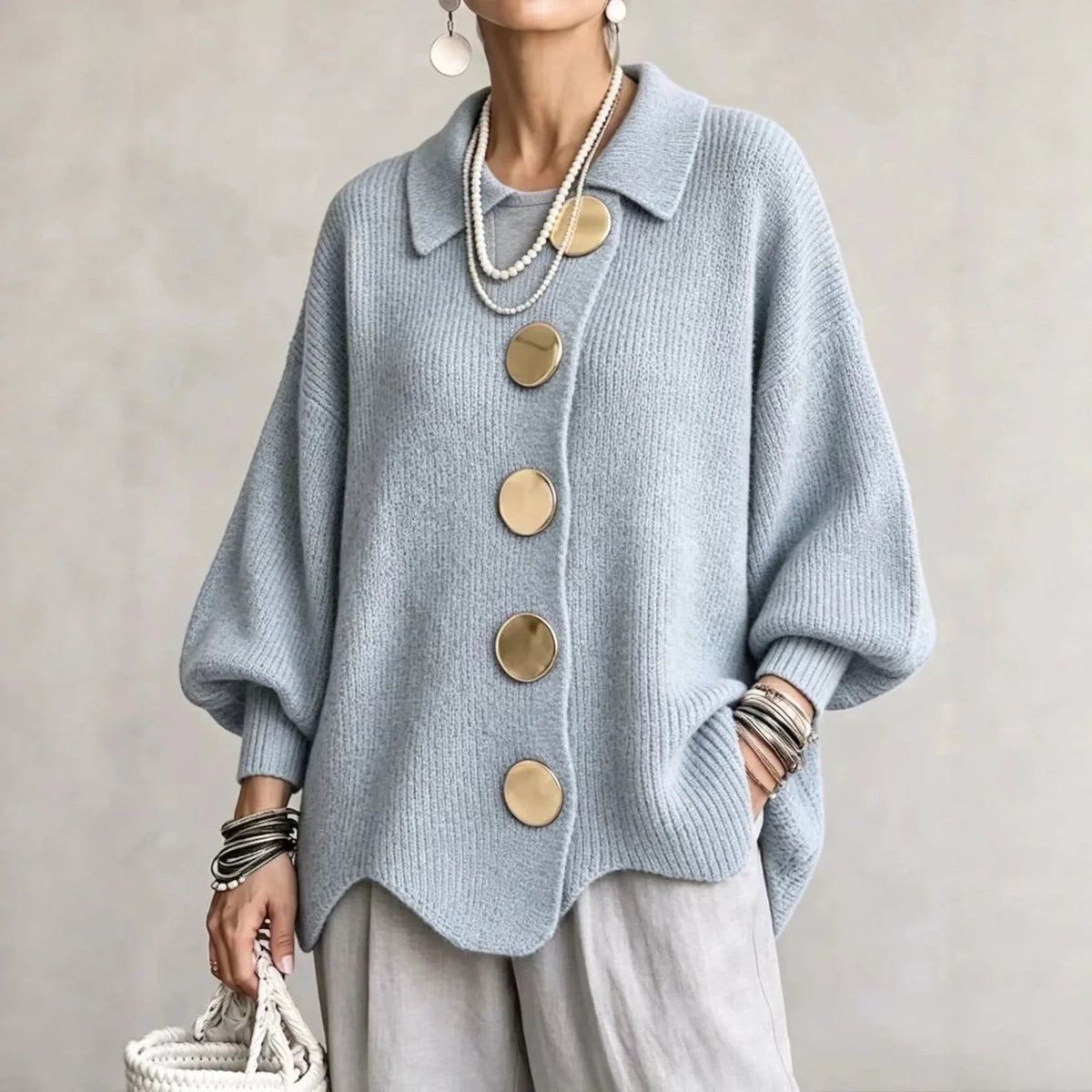 Béatrice | Gilet boutonné à col oversize