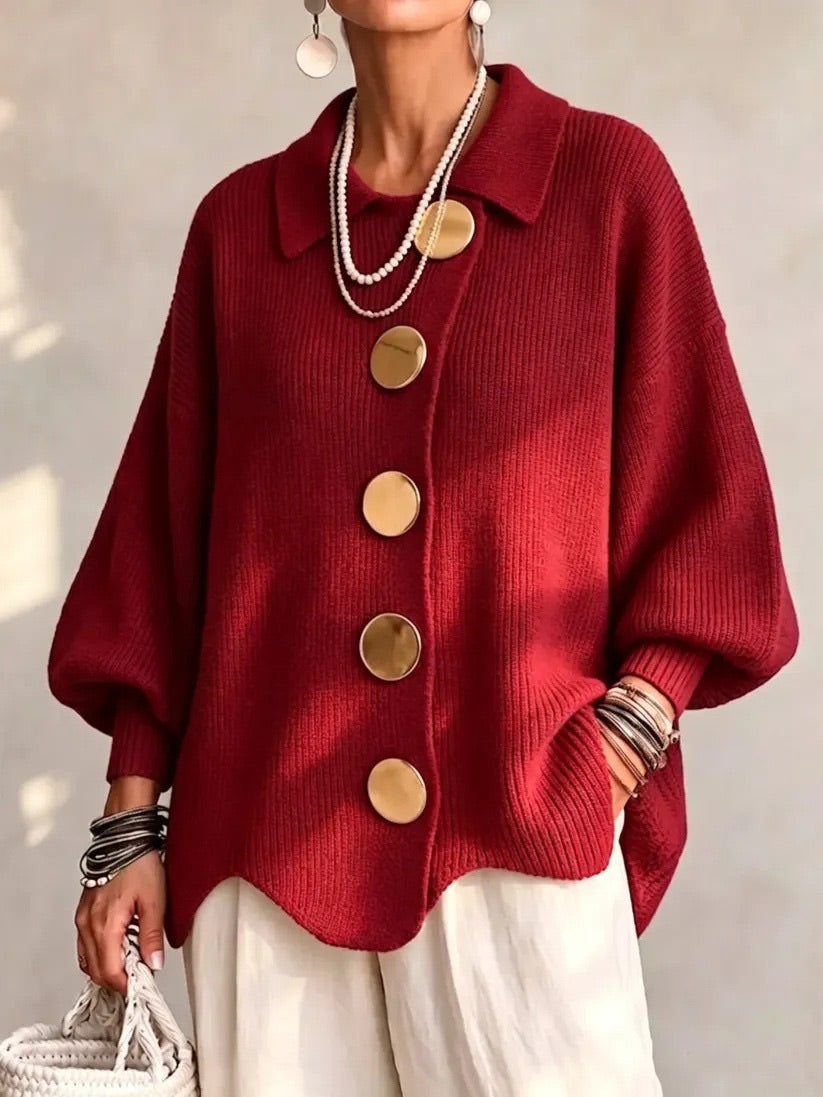Béatrice | Gilet boutonné à col oversize