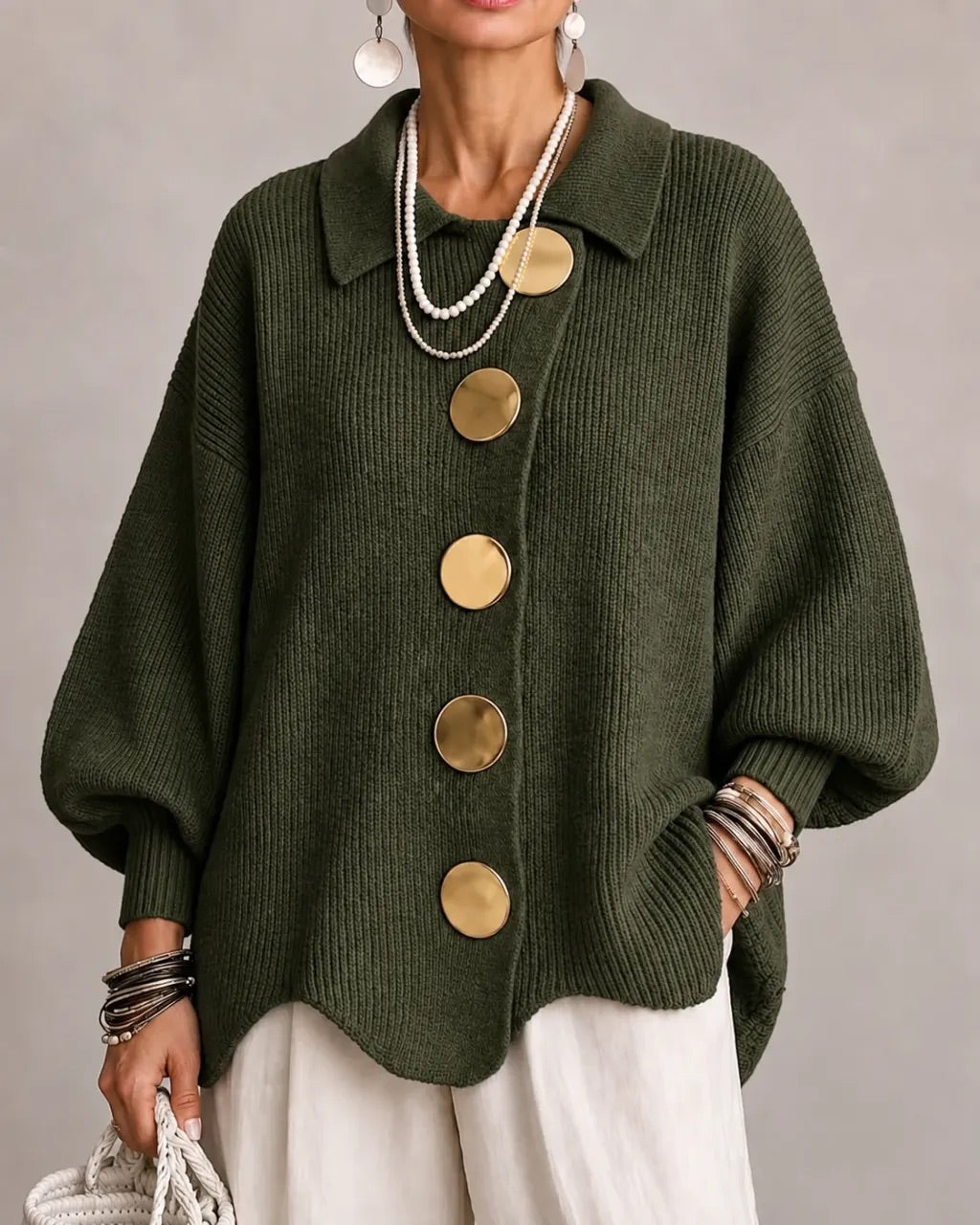 Béatrice | Gilet boutonné à col oversize